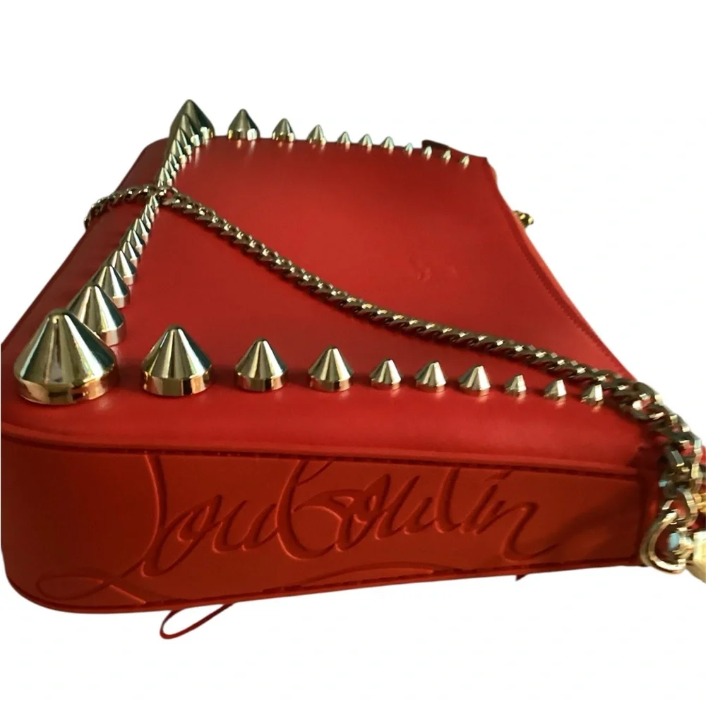 Red Christian Loubationl Studded Women's Bag